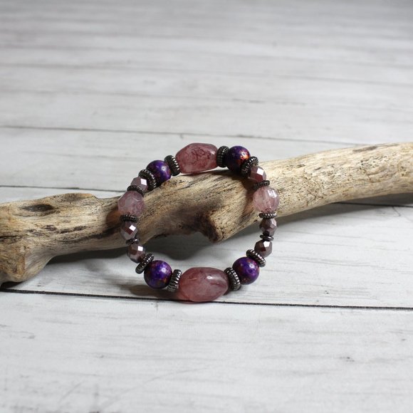 Hand Crafted Jewelry - Handcrafted Women's Beaded Elastic Stretch Bracelet Artisan Jewelry